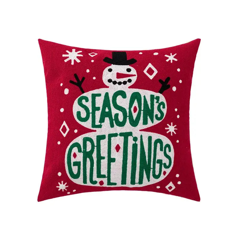 Red snowflake embroidered cushion cover living room velvet pillow