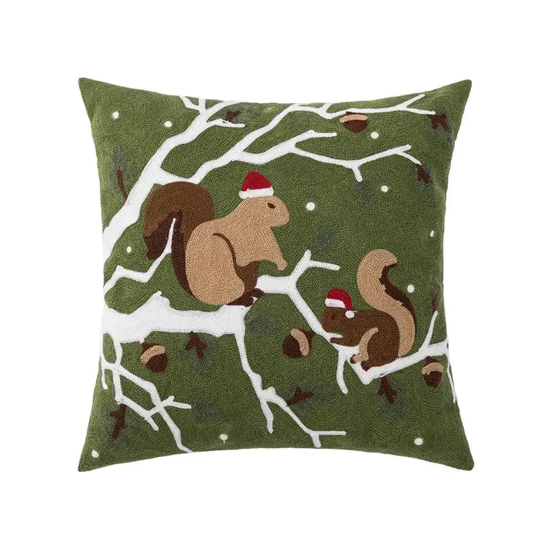 Red snowflake embroidered cushion cover living room velvet pillow