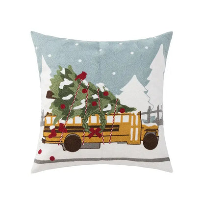 Red snowflake embroidered cushion cover living room velvet pillow