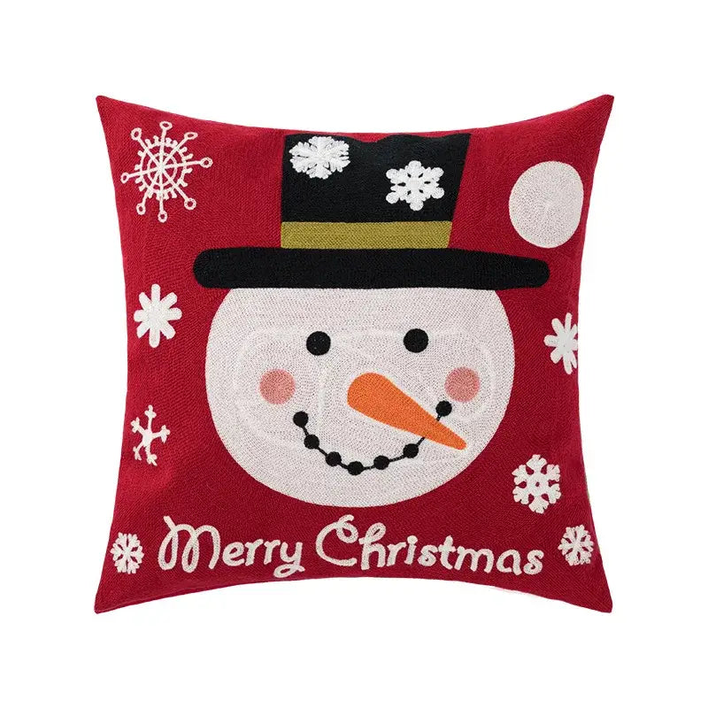Red snowflake embroidered cushion cover living room velvet pillow