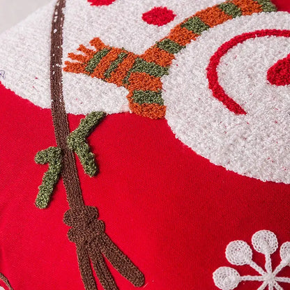 Christmas embroidered cushion cover red & white living room pillow