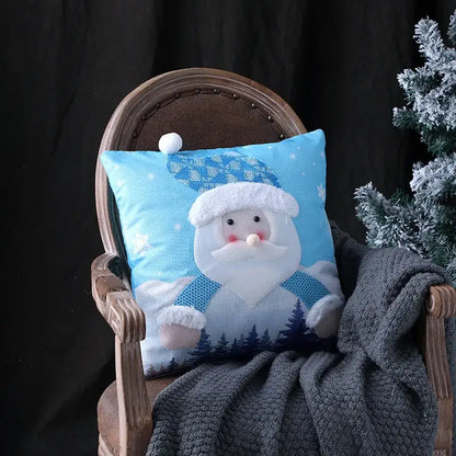 christmas embroidered snowman & santa pillows living room