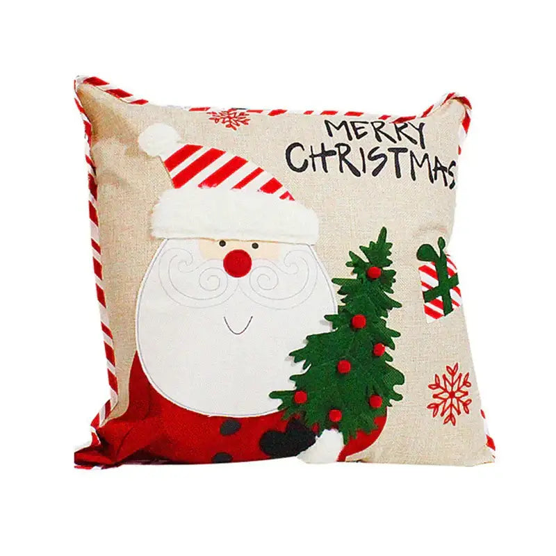 christmas embroidered snowman & santa pillows living room