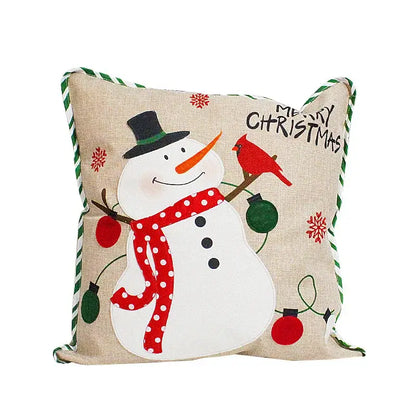 christmas embroidered snowman & santa pillows living room
