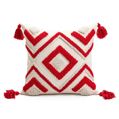 Christmas embroidered red geometric cushion cover living room decor