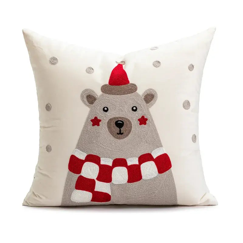 Christmas embroidered red geometric cushion cover living room decor