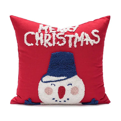 Christmas embroidered red geometric pillow cover living room decor