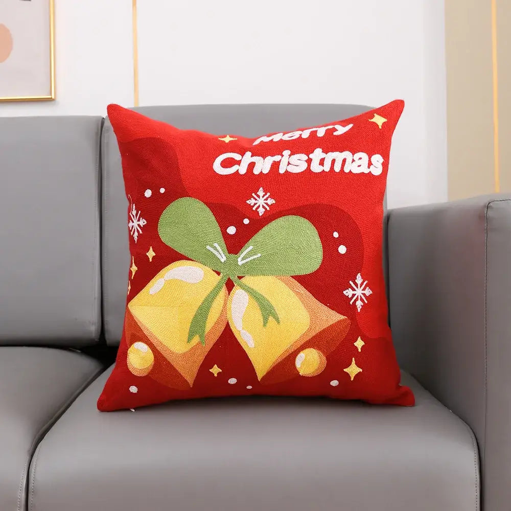 christmas embroidery cushion cover white & red living room