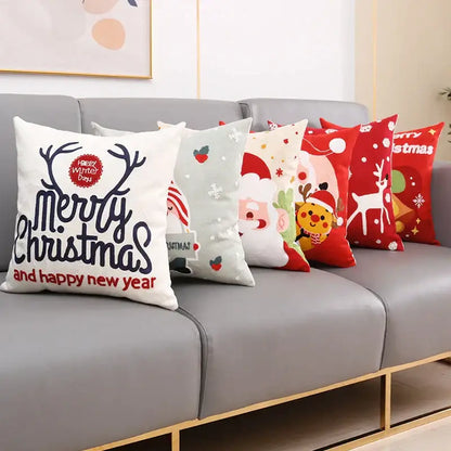 christmas embroidery cushion cover white & red living room