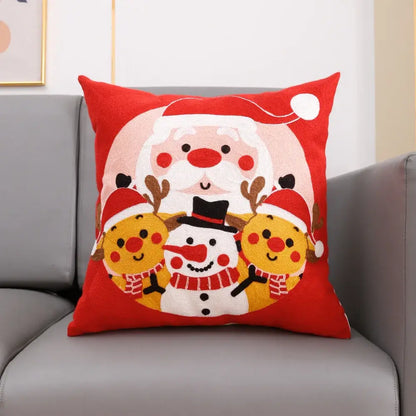 christmas embroidery cushion cover white & red living room
