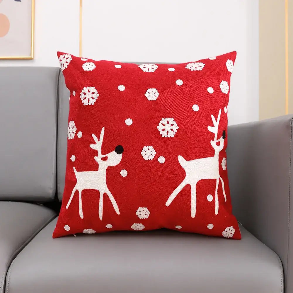 christmas embroidery cushion cover white & red living room