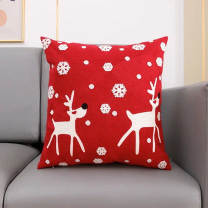 christmas embroidery cushion cover white & red living room