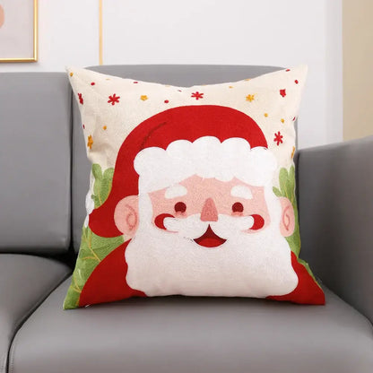 christmas embroidery cushion cover white & red living room