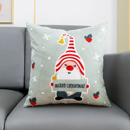 christmas embroidery cushion cover white & red living room