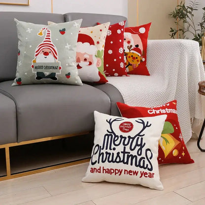 christmas embroidery cushion cover white & red living room
