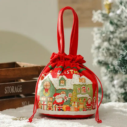 Green santa claus drawstring christmas eve apple bag for bedroom