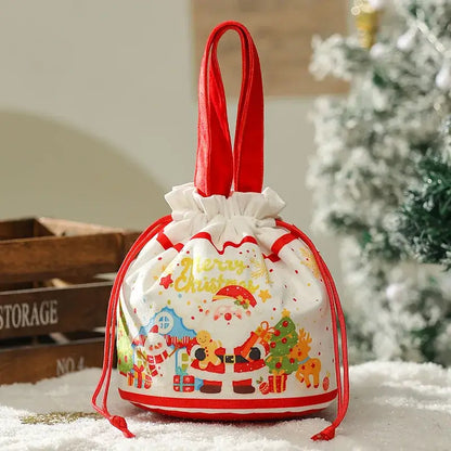 Green santa claus drawstring christmas eve apple bag for bedroom