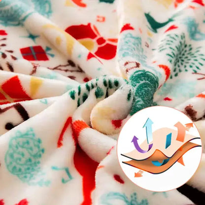 Festive reindeer & star christmas flannel blanket bedroom shawl cushion