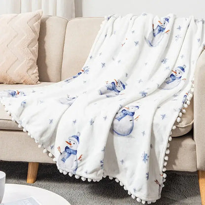 Festive reindeer & star christmas flannel blanket bedroom shawl cushion