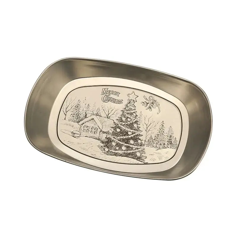 Metallic christmas fruit tray set – dining room holiday plates