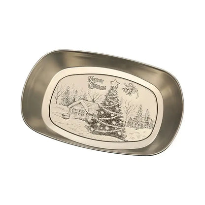 Metallic christmas fruit tray set – dining room holiday plates