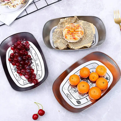Metallic christmas fruit tray set – dining room holiday plates