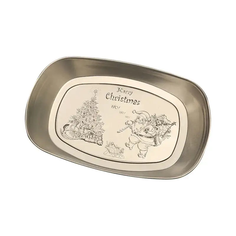 Metallic christmas fruit tray set – dining room holiday plates