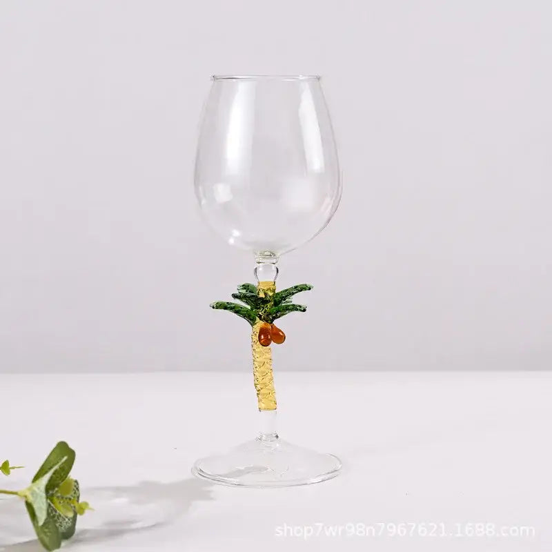 Festive christmas tree green & clear glass goblet set dining room drinkware