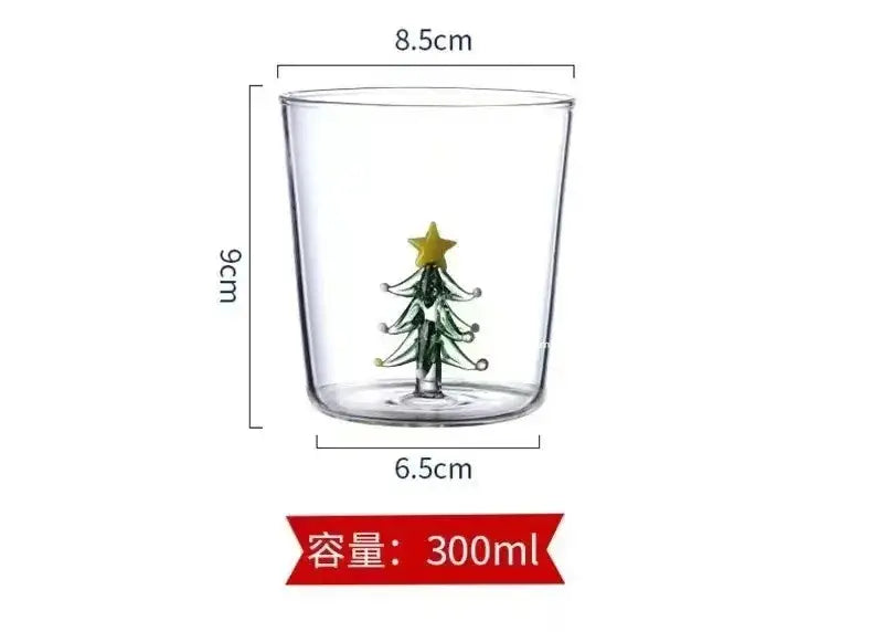 Festive christmas tree green & clear glass goblet set dining room drinkware
