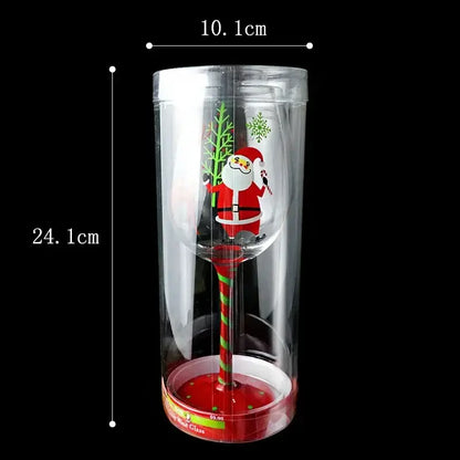 Festive christmas tree green & clear glass goblet set dining room drinkware