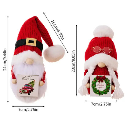 Festive knitted christmas gnome doll set living room holiday decor