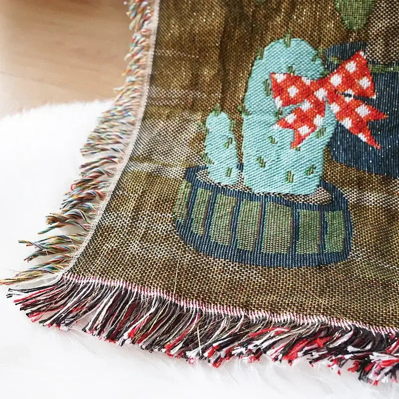 Teal christmas holiday sofa blanket living room poinsettia throw