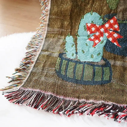 Teal christmas holiday sofa blanket living room poinsettia throw