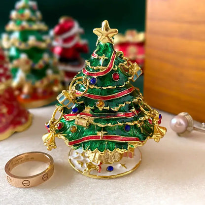 Christmas red & gold bow jewelry trinket box bedroom decor