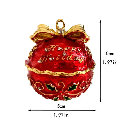 Christmas red & gold bow jewelry trinket box bedroom decor