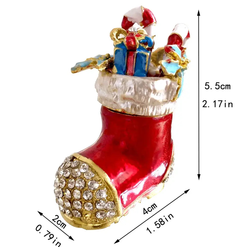 Christmas red & gold bow jewelry trinket box bedroom decor