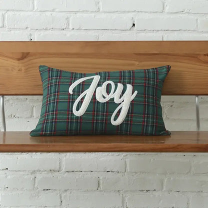 Green & white letter embroidery plaid cushion set living room decor