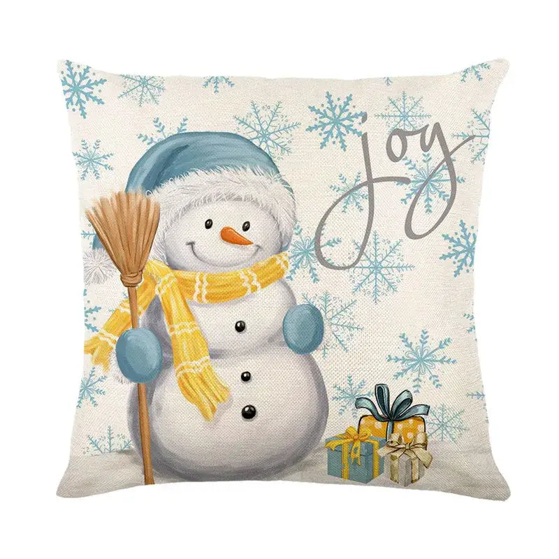 Pastel christmas letter print linen pillow cover living room decor