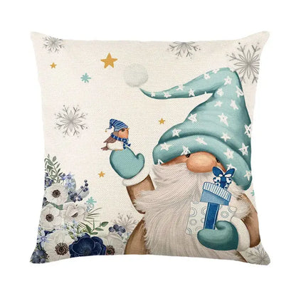 Pastel christmas letter print linen pillow cover living room decor