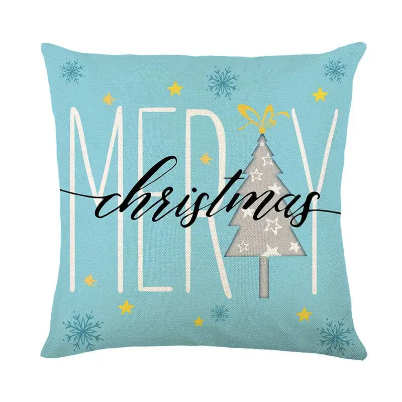 Pastel christmas letter print linen pillow cover living room decor