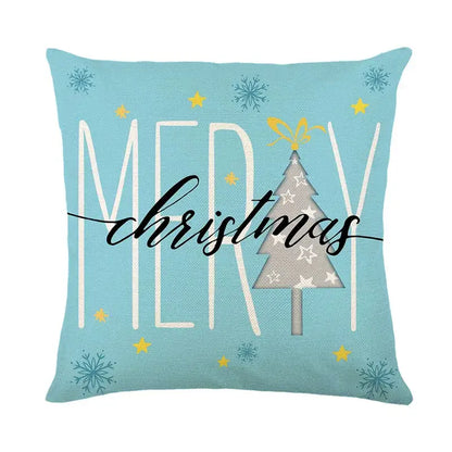 Pastel christmas letter print linen pillow cover living room decor