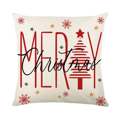 Pastel christmas letter print linen pillow cover living room decor