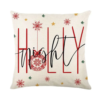 Pastel christmas letter print linen pillow cover living room decor