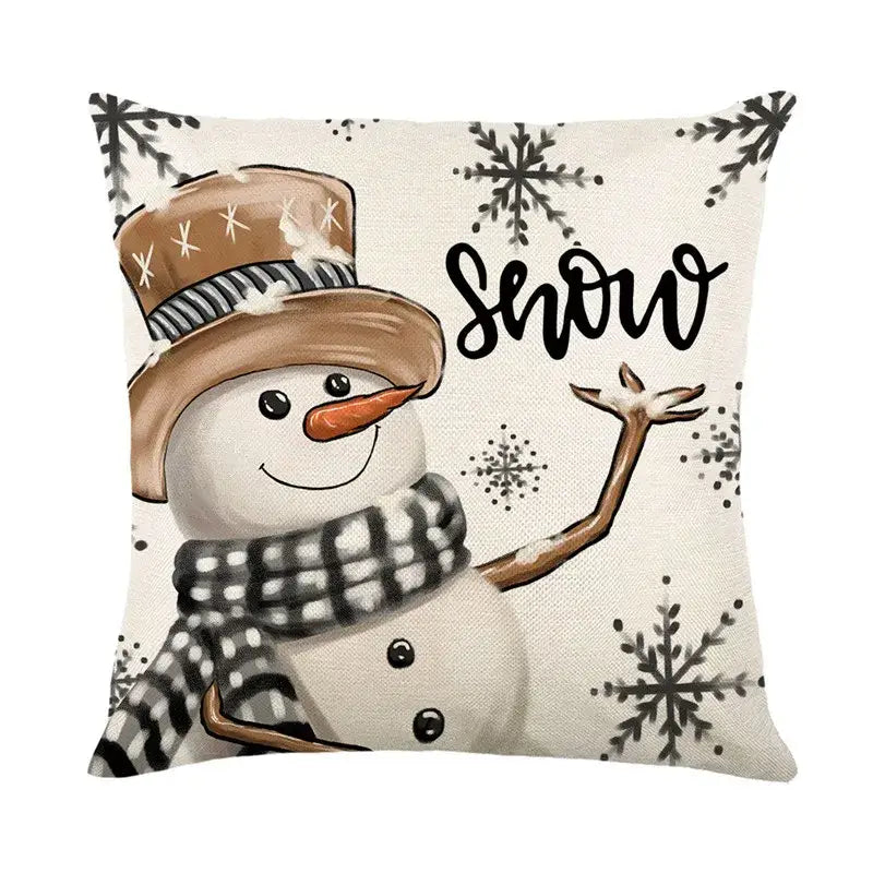 Pastel christmas letter print linen pillow cover living room decor