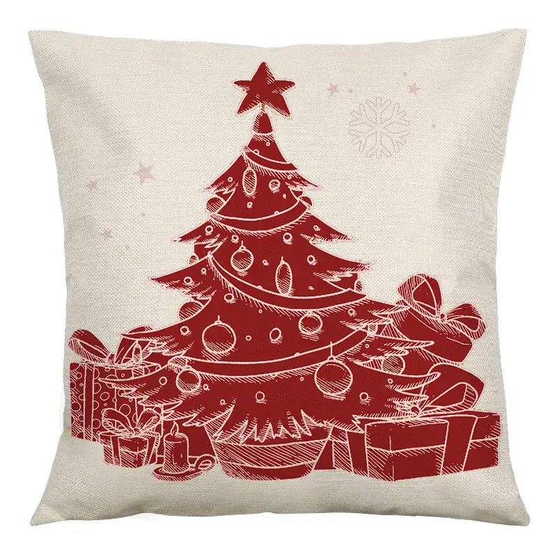 Red and black plaid christmas linen cushion cover living room decor