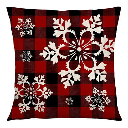 Red and black plaid christmas linen cushion cover living room decor