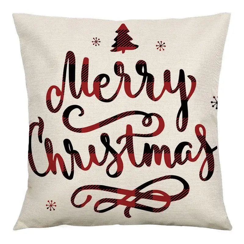 Red and black plaid christmas linen cushion cover living room decor