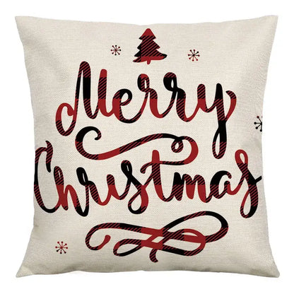 Red and black plaid christmas linen cushion cover living room decor