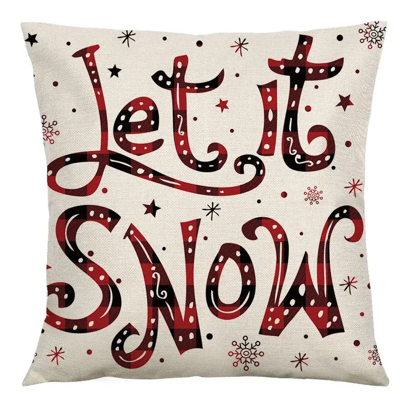 Red and black plaid christmas linen cushion cover living room decor