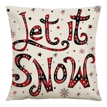 Red and black plaid christmas linen cushion cover living room decor